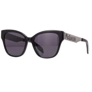 Alexander McQueen 56mm Cat Eye Sunglasses Black Ruthenium Grey
